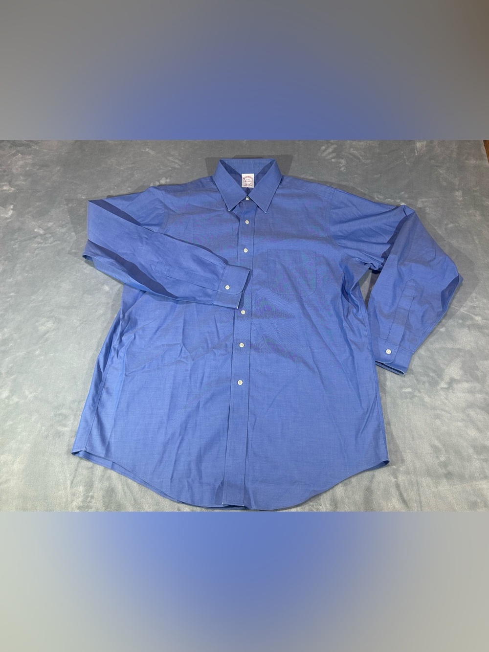 Brooks Brothers Cotton Traditional Fit Solid Blue Dress Shirt Men's 16-35